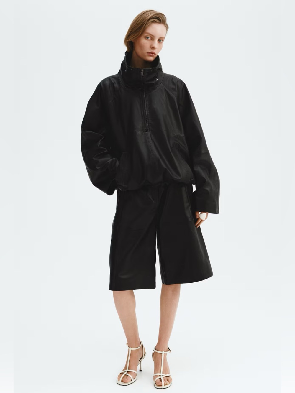 H&M Edition S/S 2026 OVERSIZED LEATHER ANORAK and LEATHER BERMUDA SHORTS